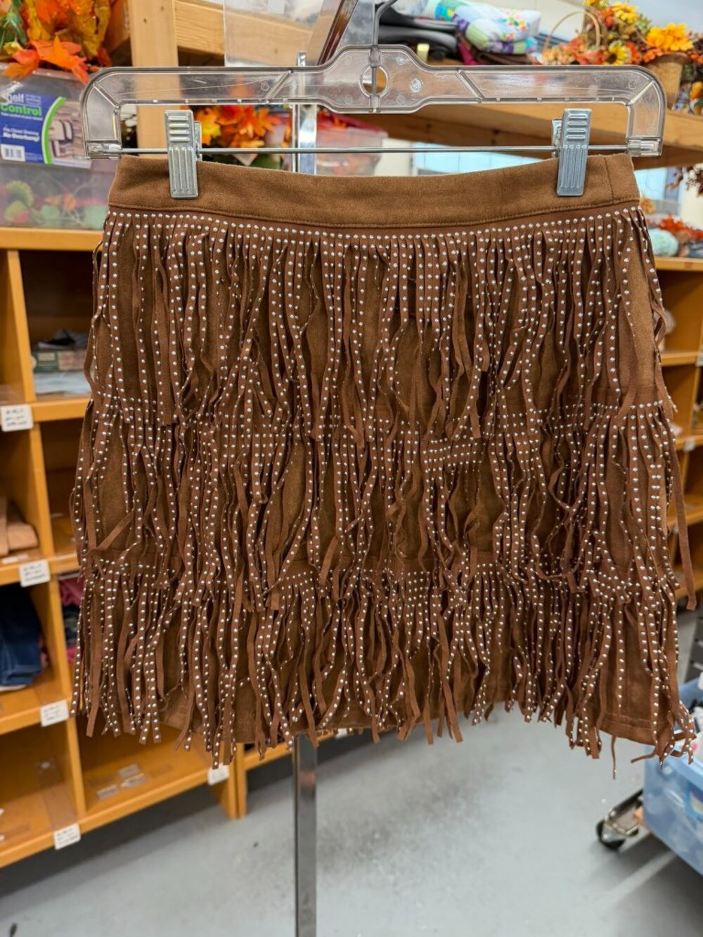Francesca's Mi Ami Faux Leather Fringe Skirt